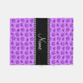 Persoonlijke naam pastel paarse harten en poten fleece deken (Voorkant (Horizontaal))