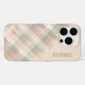 Persoonlijke naam pastel plaid perzik groene mooie Case-Mate iPhone case (Achterkant (horizontaal))