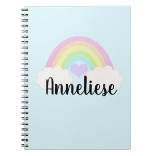 Persoonlijke naam Pastel Waterverf Rainbow Notitieboek