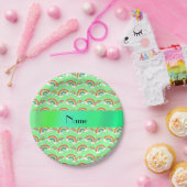 Persoonlijke naam pastelgroene regenbogen papieren bordje (Feest)