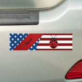 Persoonlijke naam Patriotic ladybug Bumpersticker (Op auto)