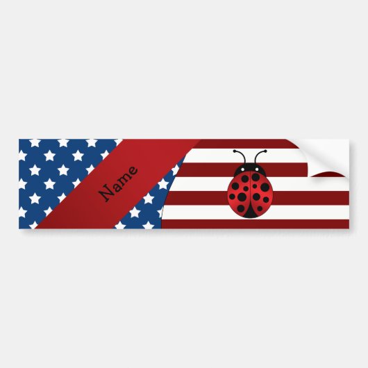 Persoonlijke naam Patriotic ladybug Bumpersticker (Voorkant)