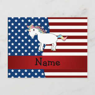Persoonlijke naam Patriotic unicorn Briefkaart