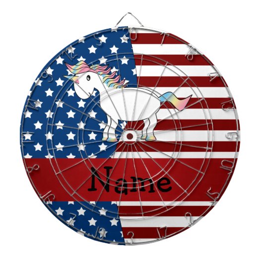 Persoonlijke naam Patriotic unicorn Dartbord (Voorkant)