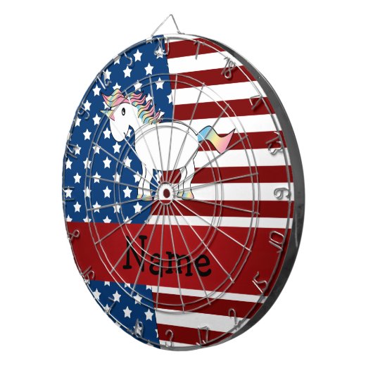 Persoonlijke naam Patriotic unicorn Dartbord (Voorkant Rechts)