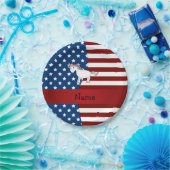 Persoonlijke naam Patriotic unicorn Papieren Bordje (Feest)