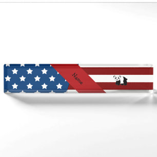 Persoonlijke naam Patriottische panda Naambordje