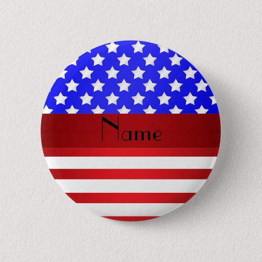 Persoonlijke naam patriottische strepen ronde button 5,7 cm (Voorkant)