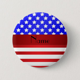 Persoonlijke naam patriottische strepen ronde button 5,7 cm