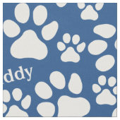 Persoonlijke naam Ped Dog Paw Print Blue Pattern Stof (Close Up)
