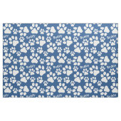 Persoonlijke naam Ped Dog Paw Print Blue Pattern Stof (Fat Quarter)