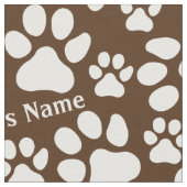 Persoonlijke naam Ped Dog Paw Print Brown Pattern Stof (Close Up)