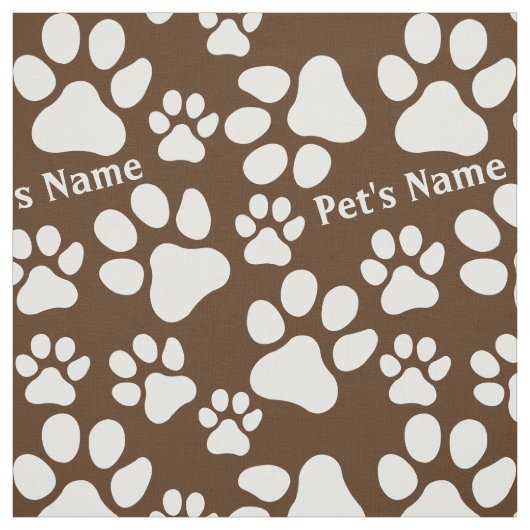 Persoonlijke naam Ped Dog Paw Print Brown Pattern Stof (Swatch)