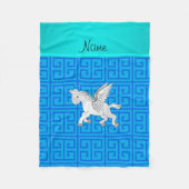 Persoonlijke naam pegasus blauwe grieksleutel fleece deken (Voorkant)
