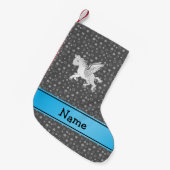 Persoonlijke naam pegasus grijze sterren kleine kerstsok (Voorkant (Hangend))