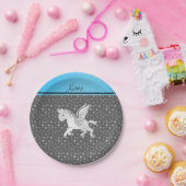 Persoonlijke naam pegasus grijze sterren papieren bordje (Feest)