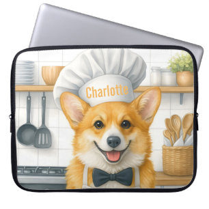 Persoonlijke naam Pembroke Welsh Corgi hond Chef Laptop Sleeve