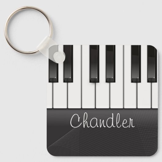 Persoonlijke naam Pianist Piano Keys Music Teacher Sleutelhanger (Voorkant)