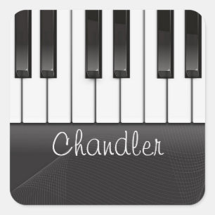 Persoonlijke naam Pianist Piano Keys Music Teacher Vierkante Sticker