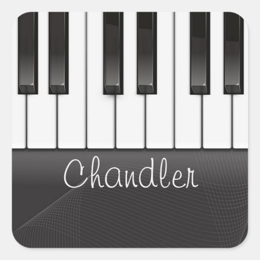 Persoonlijke naam Pianist Piano Keys Music Teacher Vierkante Sticker (Voorkant)