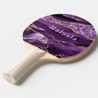 Persoonlijke naam pingpongbat paars en goud tafeltennisbatje