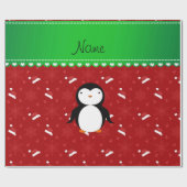 Persoonlijke naam pinguïn red santa hats snowflake cadeaupapier (Vlak)