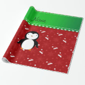 Persoonlijke naam pinguïn red santa hats snowflake cadeaupapier (Uitgerold)