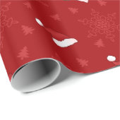 Persoonlijke naam pinguïn red santa hats snowflake cadeaupapier (Rol Hoek)