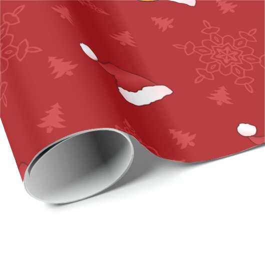 Persoonlijke naam pinguïn red santa hats snowflake cadeaupapier (Rol Hoek)