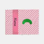 Persoonlijke naam pink polka stips fleece deken (Voorkant (Horizontaal))