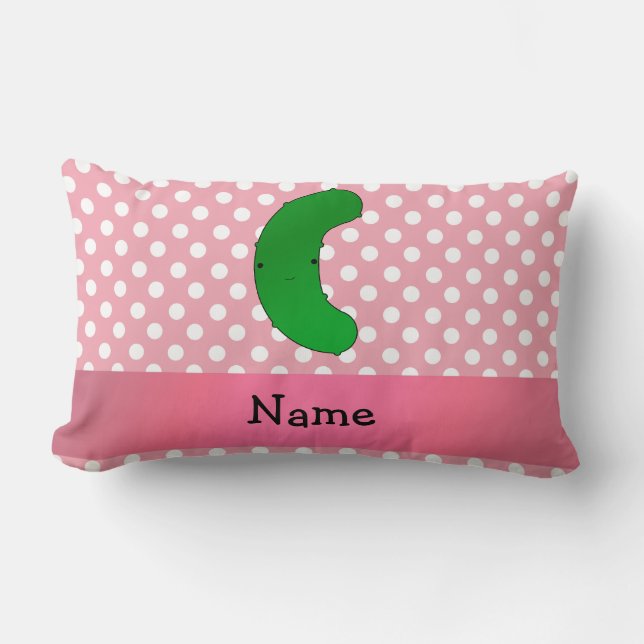 Persoonlijke naam pink polka stips kussen (Voorkant)