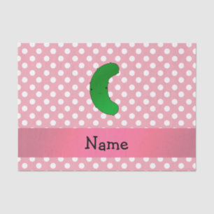 Persoonlijke naam pink polka stips tissuepapier