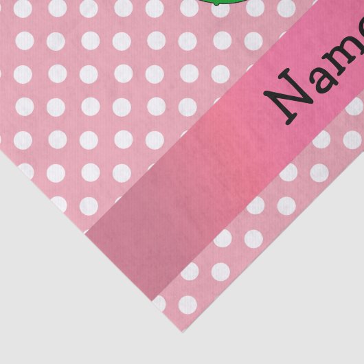 Persoonlijke naam pink polka stips tissuepapier (Detail)