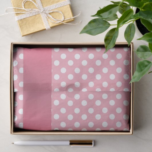 Persoonlijke naam pink polka stips tissuepapier (Geschenk)