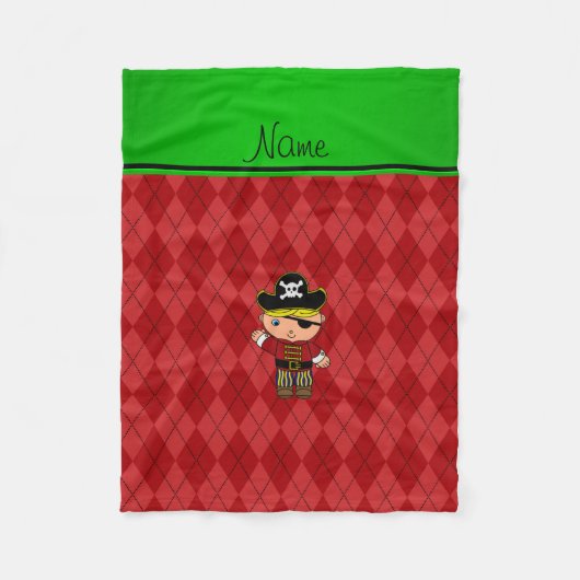 Persoonlijke naam pirate red argyle fleece deken (Voorkant)