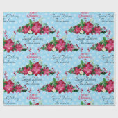 Persoonlijke naam Poinsettia Snowflakes Kerstmis W Cadeaupapier (Vlak)