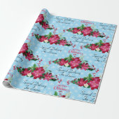 Persoonlijke naam Poinsettia Snowflakes Kerstmis W Cadeaupapier (Uitgerold)