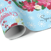 Persoonlijke naam Poinsettia Snowflakes Kerstmis W Cadeaupapier (Rol Hoek)