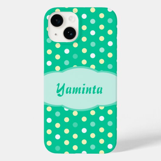 Persoonlijke naam polka punt groene telefoon draag Case-Mate iPhone case (Achterkant)
