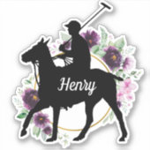 Persoonlijke naam polo pony silhouette sticker (Voorkant)