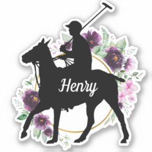 Persoonlijke naam polo pony silhouette sticker