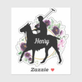 Persoonlijke naam polo pony silhouette sticker (Vel)