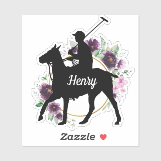 Persoonlijke naam polo pony silhouette sticker (Vel)