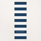 Persoonlijke naam Preppy Navy Blue & White Stripes Yogamat (Voorkant)