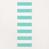 Persoonlijke naam Preppy Turquoise & White Stripes Yogamat (Voorkant)