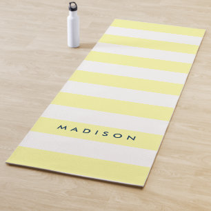 Persoonlijke naam Preppy Yellow & White Stripes Yogamat