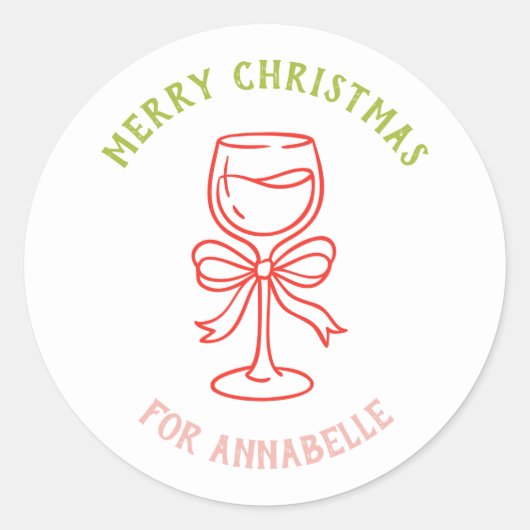 Persoonlijke naam Prettig kerstfeest drankje Ronde Sticker (Voorkant)