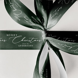 Persoonlijke Naam Prettig Kerstfeest Elegant Schri Grosgrain Lint