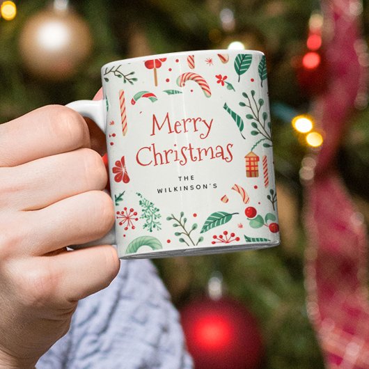 Persoonlijke naam Prettig kerstfeest Koffiemok