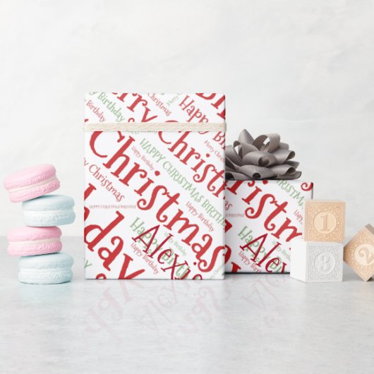 Persoonlijke naam Prettig kerstfeest Verjaardag Gr Cadeaupapier (Baby Shower)